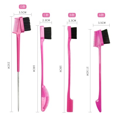 Wholesale 4 Types Multi Functional Eyebrow Brush Comb Edge Control Hair Brushes Bulk With Rat Tail Double Sided