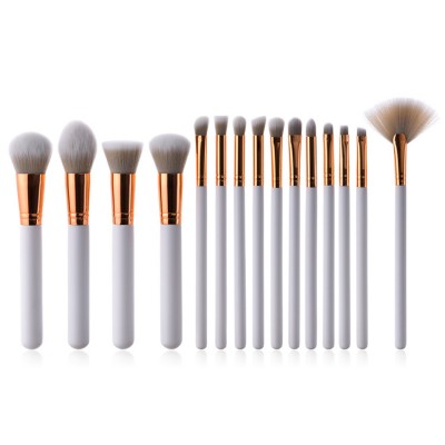 Wholesale Private Label Professional Vegan Face Cosmetics White Makeup Brush Set 15PCS Brochas Para Maquillaje