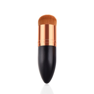 OEM Logo Wooden Black Handle Synthetic Flat Kabuki Make Up Foundation Brush Single Makeup Brush Private Label