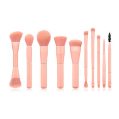 Top Quality Personalised Private Label Vegan 10  Piece Pink Face Makeup Brushes Set Profesional Wholesale