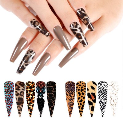 Leopard Flower Designers Transfer Foil Nail 2021,Luxury Nail Art Supplies Foil Transfers 10 Rolls Nail Decals Sticker